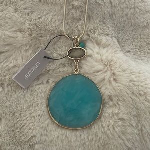 Chico’s turquoise statement necklace gold tone NWT (with blue watch)